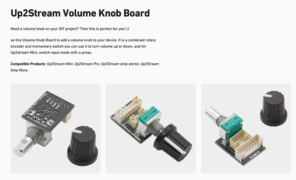 Volume Knob Controller & Up2Stream Amp mono Not working DIY